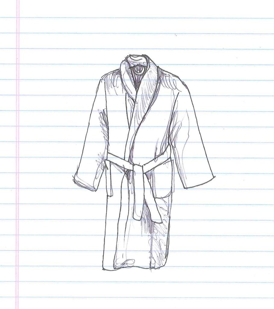 Watch out for robbers during bath time. "Robe." Doodle by @andrescalo.