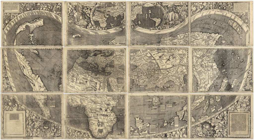Martin Waldseemüller's 1507 map of the world held by the Library of Congress. Per Wikimedia.